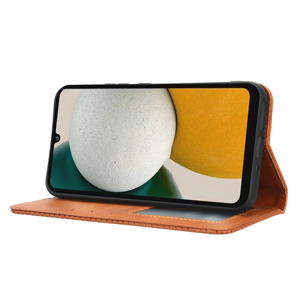 For Samsung Galaxy A34 5G Anti-fall Phone Case Stand Retro Texture Imprinted Pattern Magnetic Auto Closing Flip Leather Wallet Phone Cover For Samsung Galaxy A34 5G Anti-fall Phone Case Stand Retro Texture Imprinted Pattern Magnetic Auto Closing Flip Leather Wallet Phone Cover